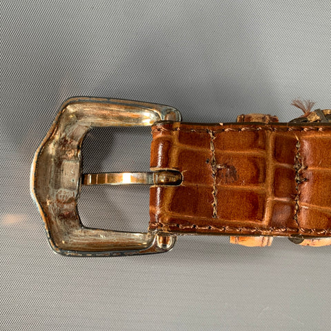 NO BRAND Size 40 Brown Cognac Alligator Leather Belt