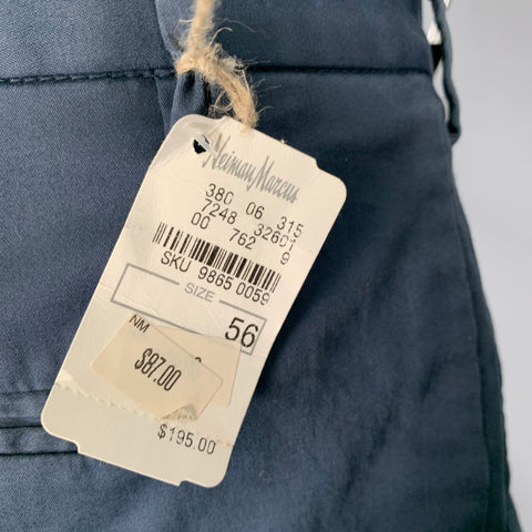 NEIMAN MARCUS Size 40 Powder Blue Cotton Blend Flat Front Casual Pants
