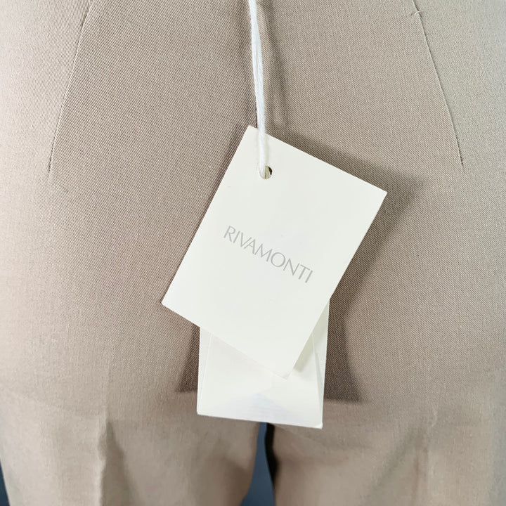 RIVAMONTI Size 2 Khaki Cotton Blend Narrow Leg Dress Pants