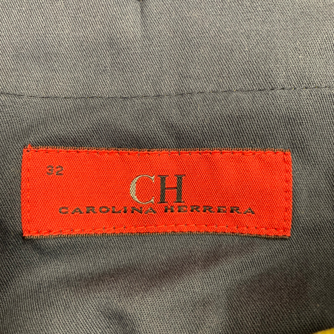 CAROLINA HERRERA Size 32 Green Chartreuse Side Tabs Dress Pants