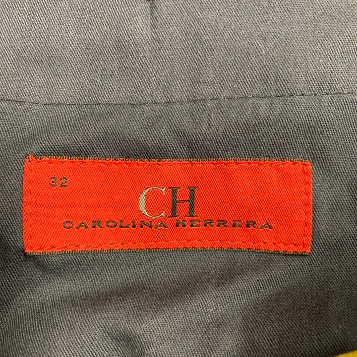 CAROLINA HERRERA Size 32 Green Chartreuse Side Tabs Dress Pants