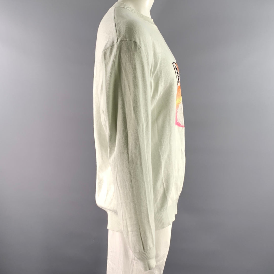 MAISON KITSUNE Size XL Off-White Fox Cotton Ribbed Pullover