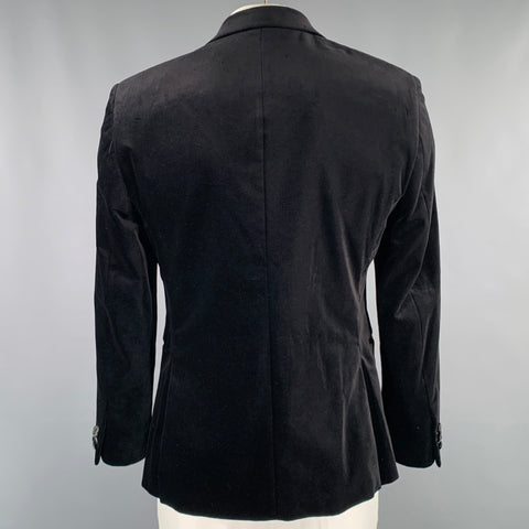 TED BAKER Size 42 Black Velvet Cotton Peak Lapel Sport Coat