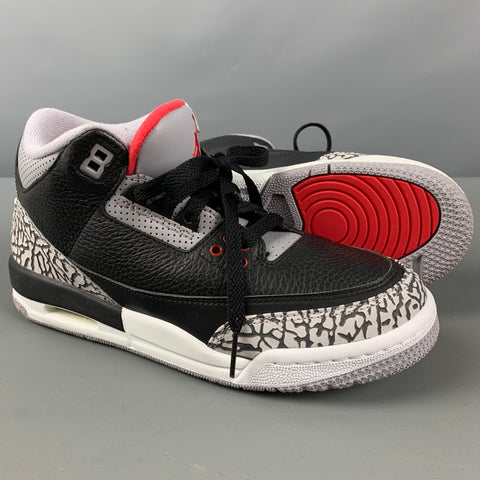 NIKE Talla 6 Zapatillas altas de cuero con patrones mixtos en negro y gris
