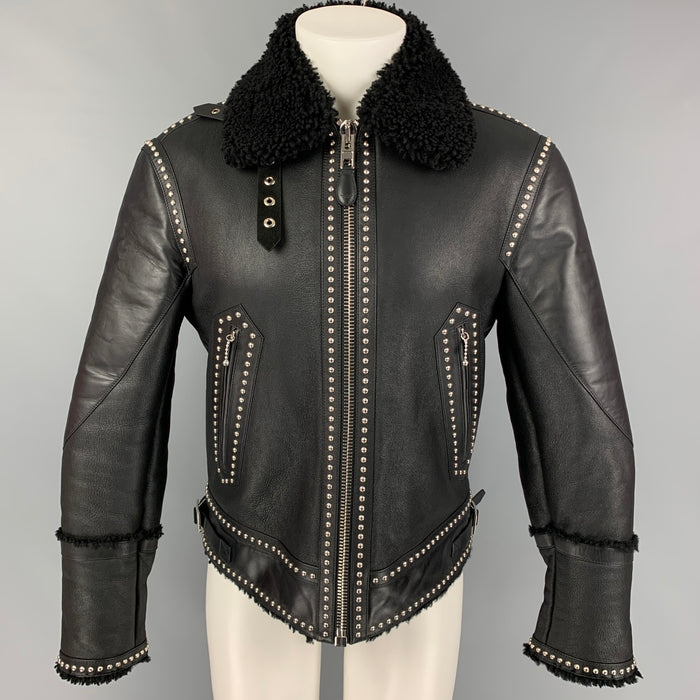 GIVENCHY by Ricardo Tisci FW 2017 Taille 38 Blouson en cuir clouté noir argent
