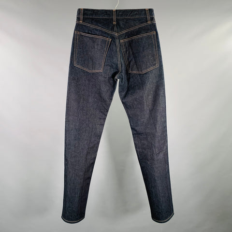 HELMUT LANG Size 30 Blue Indigo Contrast Stitch Cotton Straight Jeans