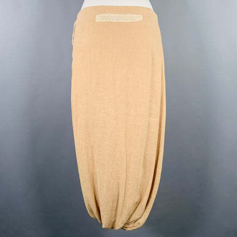 HAZEL BROWN Size S Beige Natural Linen Woven Bubble Hem Skirt