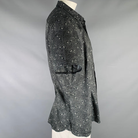 JOHN VARVATOS Size XXL Black White Abstract Cotton Short Sleeve Shirt