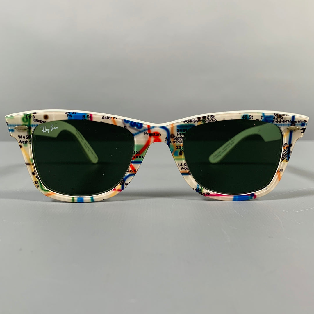 RAY-BAN Multi Color Limited Edition -Wayfarer- NYC Map Print Acetate Sunglasses