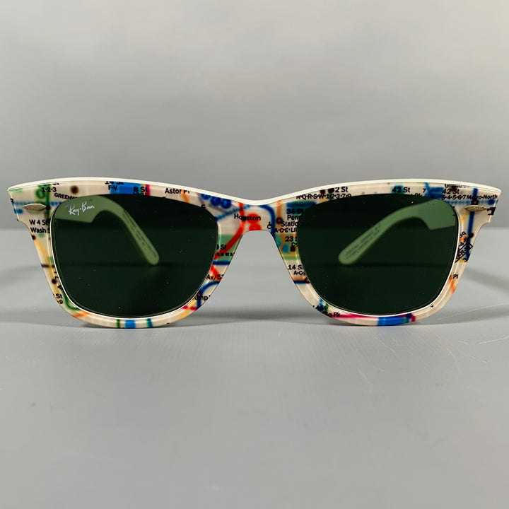 RAY-BAN Multi Color Limited Edition -Wayfarer- NYC Map Print Acetate Sunglasses