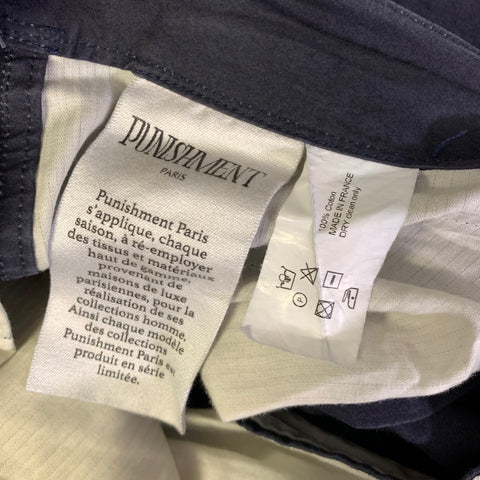 PUNISHMENT Size 36 Navy Pleated Cotton Cargo Casual Pants