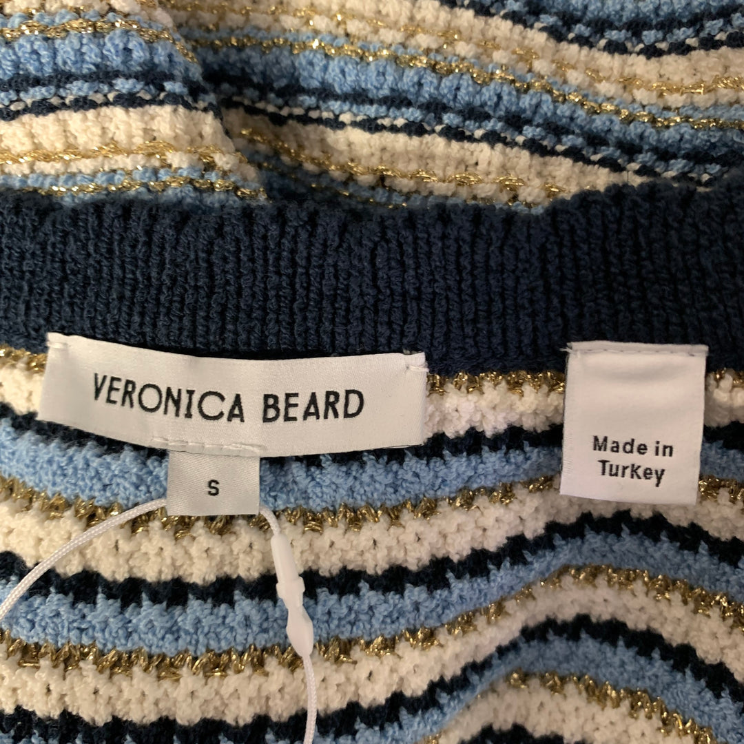 VERONICA BEARD Size S Blue White Gold Stripe Cotton Polyamide Cardigan