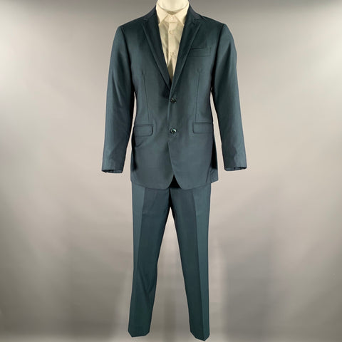 ATELIER Chest Size 42 Blue Teal Woven Wool Notch Lapel 34 29 Suit