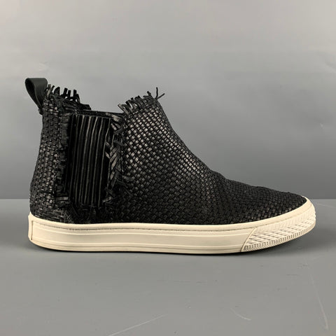 LOEFFLER RANDALL Talla 8.5 Zapatillas tobilleras de cuero blanco negro