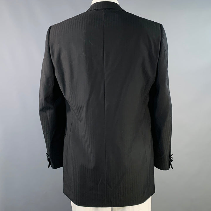 ERMENEGILDO ZEGNA Size 44 Long Black Pinstripe Wool Tuxedo