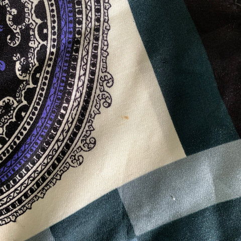 ETRO Black Blue Paisley Silk Pocket Square