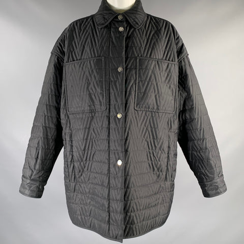 VALENTINO Size 0 Black Polyamide Padded Zip Snaps Jacket