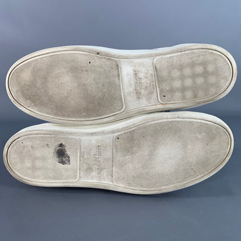 SAINT LAURENT Size 15 White Leather Low Top Lace-Up Sneakers