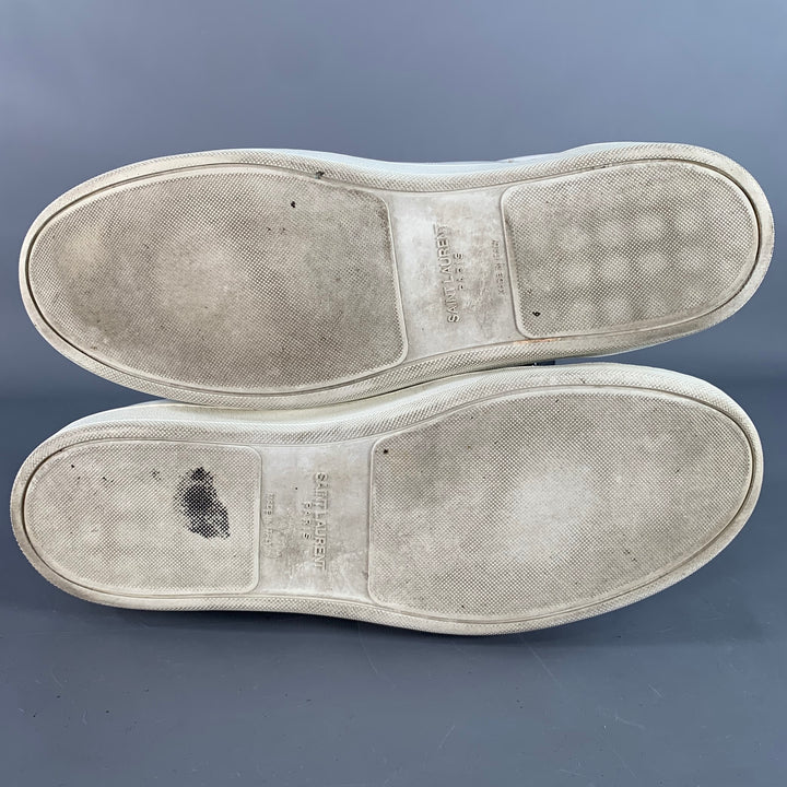 SAINT LAURENT Size 15 White Leather Low Top Lace-Up Sneakers