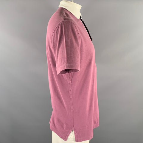 BRUNELLO CUCINELLI Size L Purple White Color Block Cotton Polo