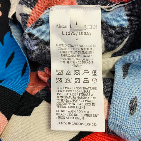 ALEXANDER MCQUEEN AW21 Size L Mystical Print Black Multi Color Print Wool Crew Neck Pullover