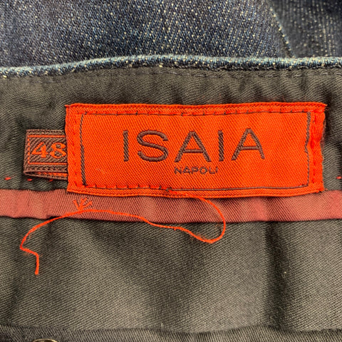 ISAIA Size 32 Blue Cotton Selvedge Twill Skinny Jeans