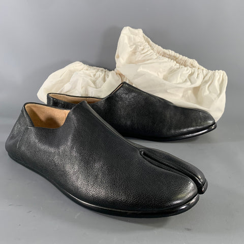 MAISON MARGIELA Size 11 Black Leather Slip On Loafers