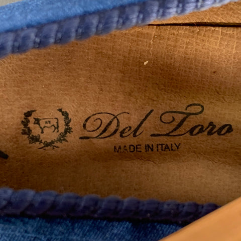 DEL TORO Size 11.5 Blue Red Velvet Slip On Loafers