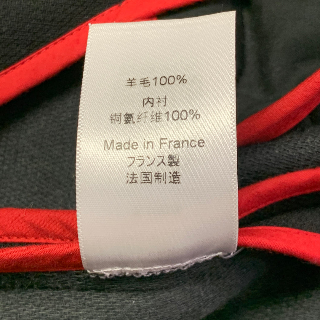 CELINE Size 4 Black Wool Zippers Detail Bondage Coat