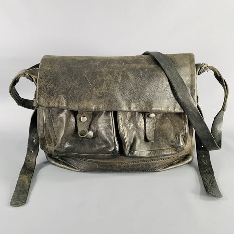 JOHNNY FARAH Black Leather Crossbody Messenger Bag