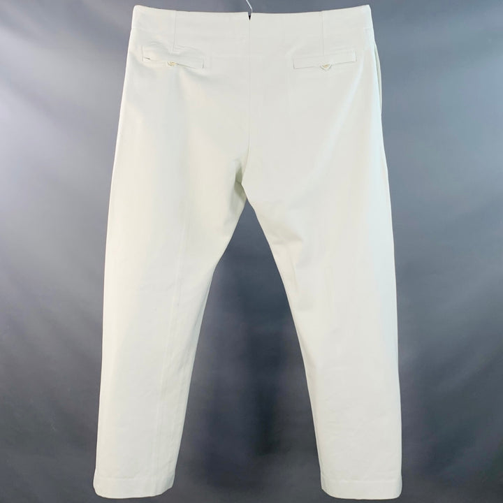 SALVATORE FERRAGAMO Size 40 Off White Twill Cotton Silk Straight Casual Pants