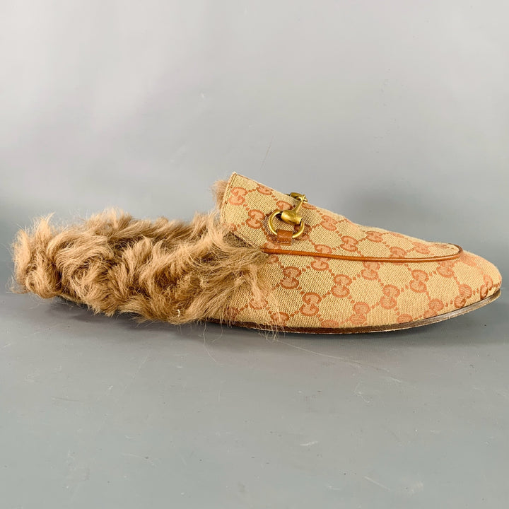Gucci Brown Beige GG Canvas Slip-On Loafers Women main image 2
