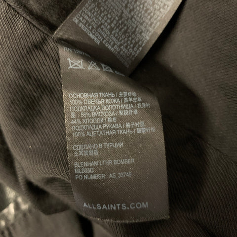 ALLSAINTS Size S Black Leather Bomber Jacket