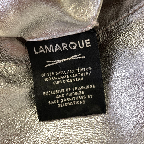 LAMARQUE Size S Silver Pink Leather Metallic Cropped Jacket
