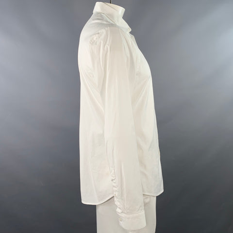 MCQ by ALEXANDER MCQUEEN Size 42 White Cotton Blend Curved Cutaway Long Sleeve Shirt