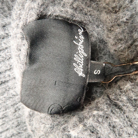 PHILLIP LIM Size S Gray Charcoal Distressed Viscose Blend Shawl Collar Sweater