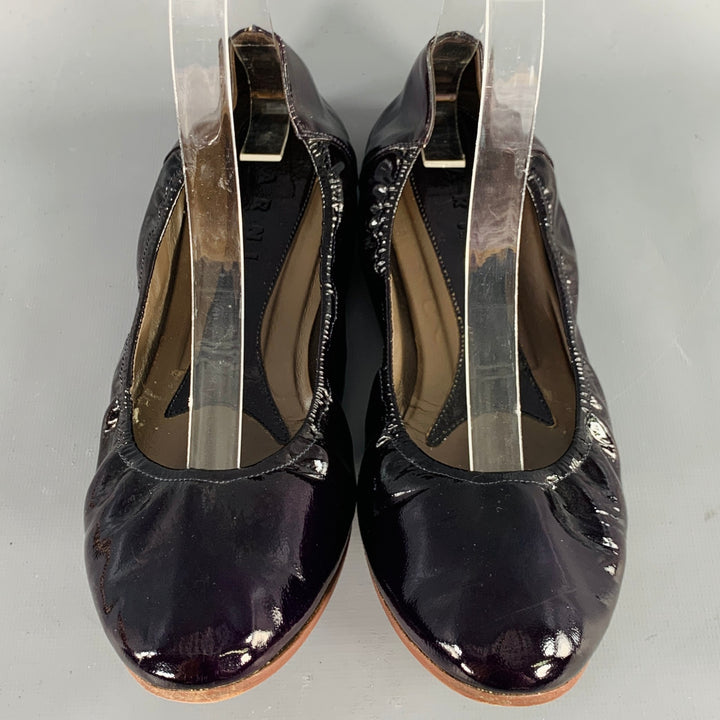 MARNI Size 9.5 Vernice Purple Patent Leather Ballet Flats