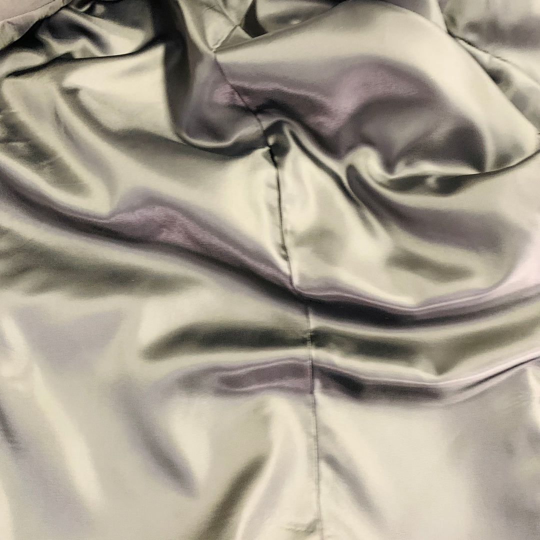 RAF SIMONS Size L Black White Satin Wool Acrylic Peak Lapel Contrast Trim Sport Coat