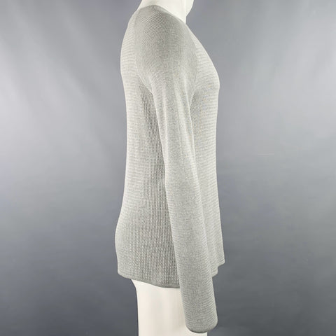 EMPORIO ARMANI Size 38 Grey Waffle Knit Scoop Neck Pullover