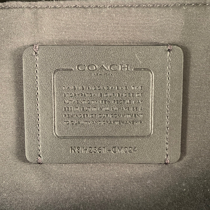 COACH Black Grey Monogram Leather Backpack Bag