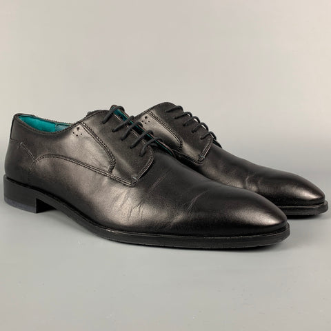 TED BAKER Size 12 Black Leather Derby Lace-Up Shoes