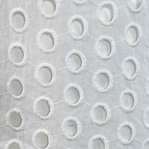 L'AGENCE Size L White Cotton Eyelet Spread Collar Button Up Shirt