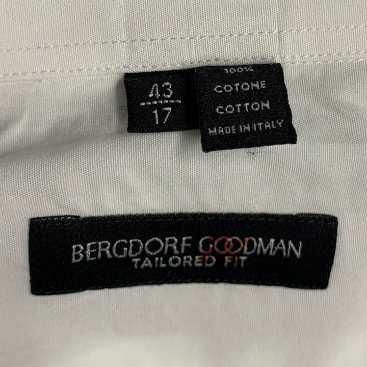 BERGDORF GOODMAN Size L White Cotton Tuxedo Long Sleeve Shirt