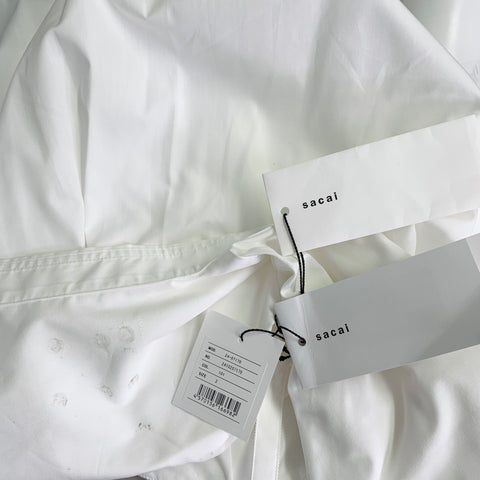 SACAI Size M White Polyester Cotton Midi Shirt Dress
