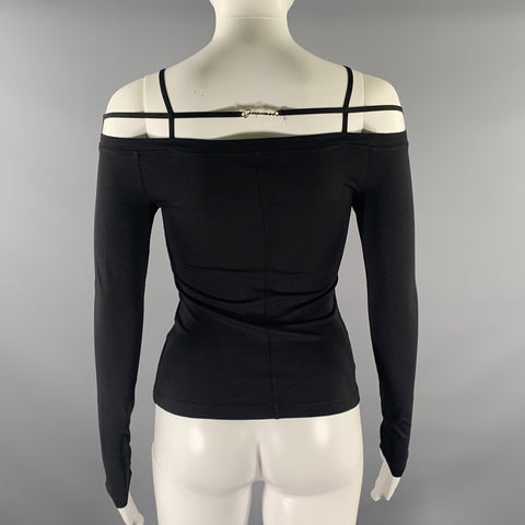 JACQUEMUS Size 00 Black Cotton / Elastane Off-Shoulder Casual Top