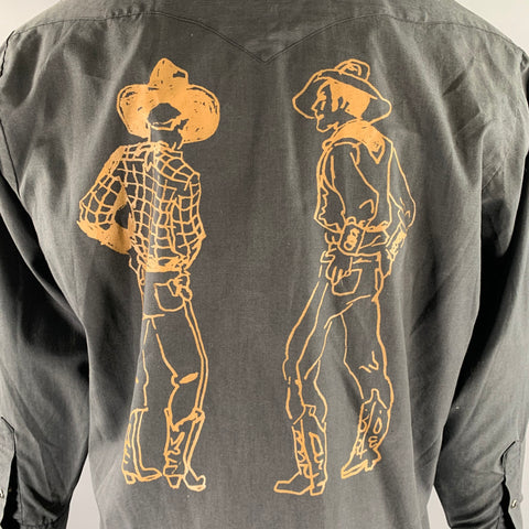 STELLA NEPTUNE Size L Black Brown Cowboys Western Long Sleeve Shirt