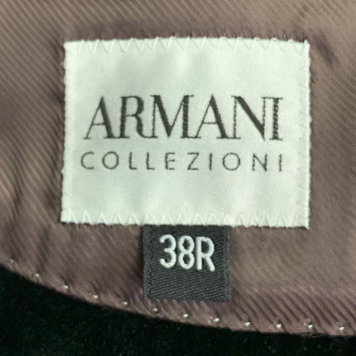 ARMANI COLLEZIONI Size 38 Regular Black Velvet Cotton Sport Coat
