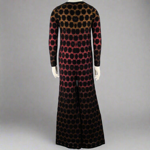 M MISSONI Size L Black Yellow Circles Wide Leg Jumpsuit