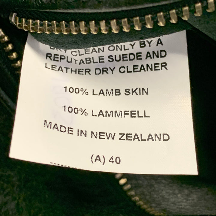 KNIGHT OF NEW ZEALAND Size L Black Lambskin Leather Zip Buttons Coat