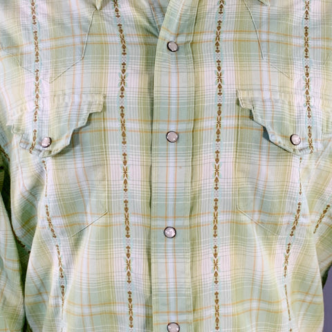 POLO by RALPH LAUREN Size M Green Yellow Plaid Cotton Western Long Sleeve Shirt